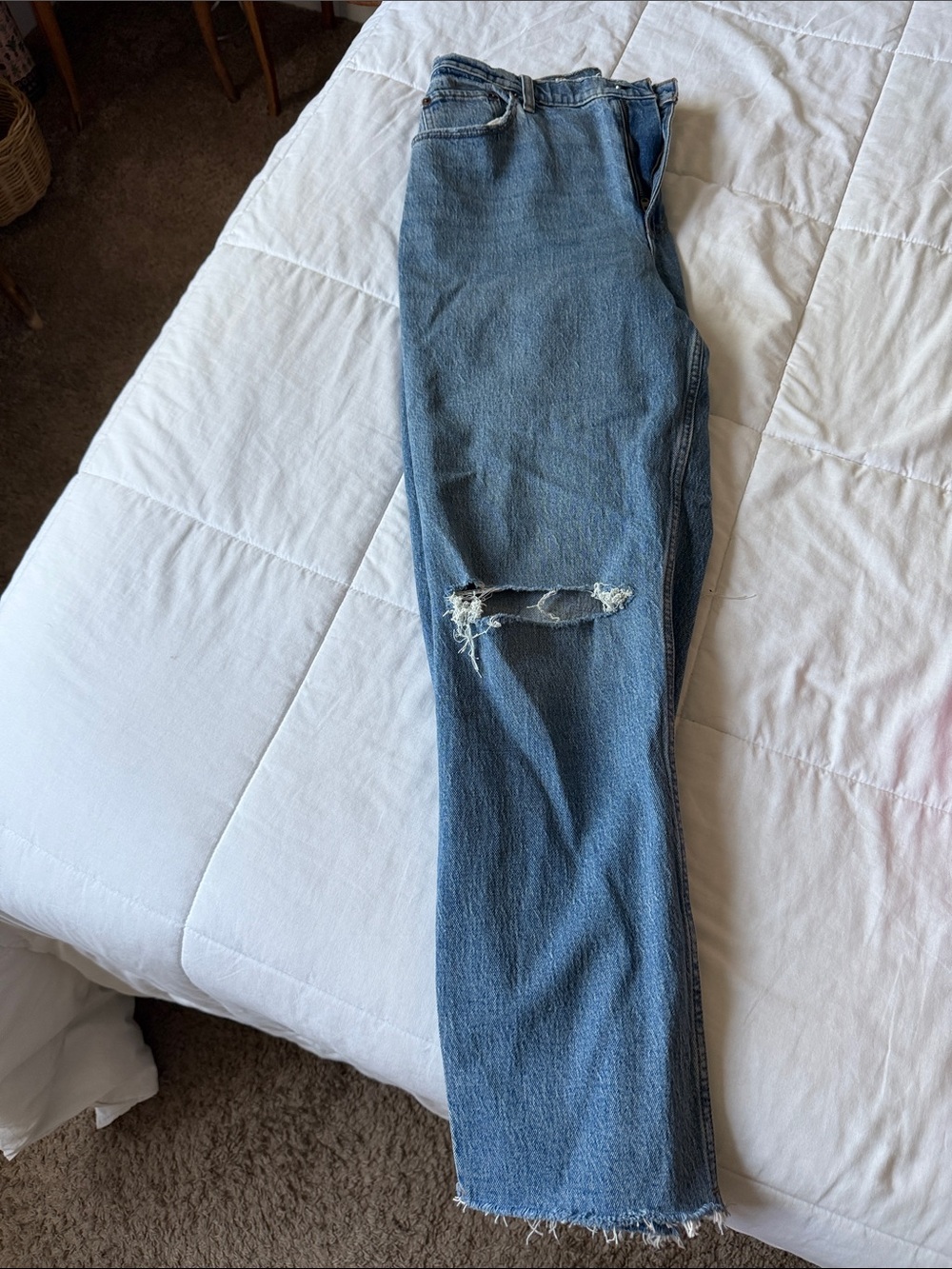 Abercrombie & Fitch Straight Leg Distressed Blue Jeans